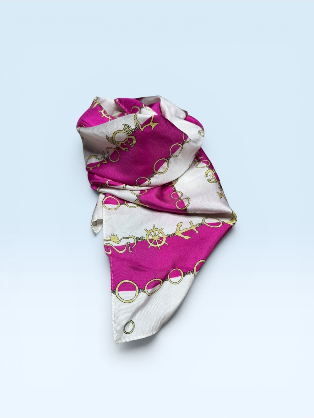 Coach Silk Nautical Pink White Scarf - Picture 2 of 5